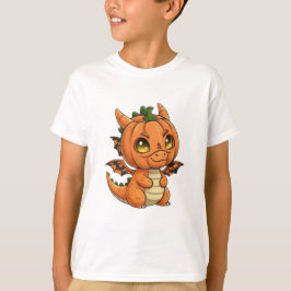Söt Halloween-drake Barn Pumpa T-Shirt