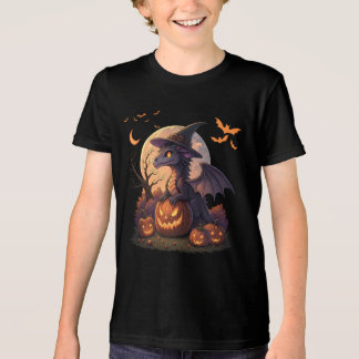 Söt Halloween-drake häxhatt Pumpa Måne  T Shirt