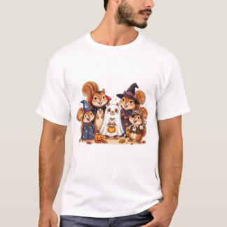 Söt Halloween-ekorrkostym Bus eller Behandla T Shirt