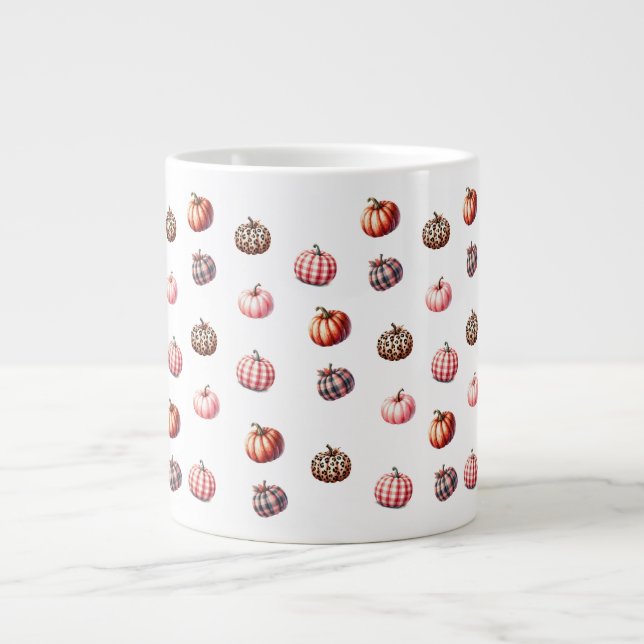 Söt Halloween/Fall pumpkin mönster Jumbo Mugg (Framsidan)