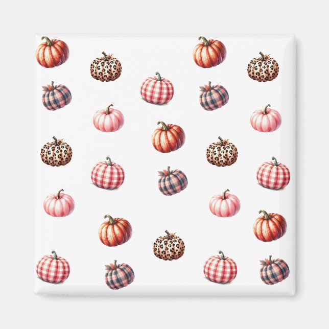 Söt Halloween/Fall pumpkin mönster Magnet (Framsidan)