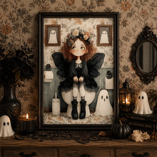 Söt Halloween-fe-ghost-utförande väggkonst
