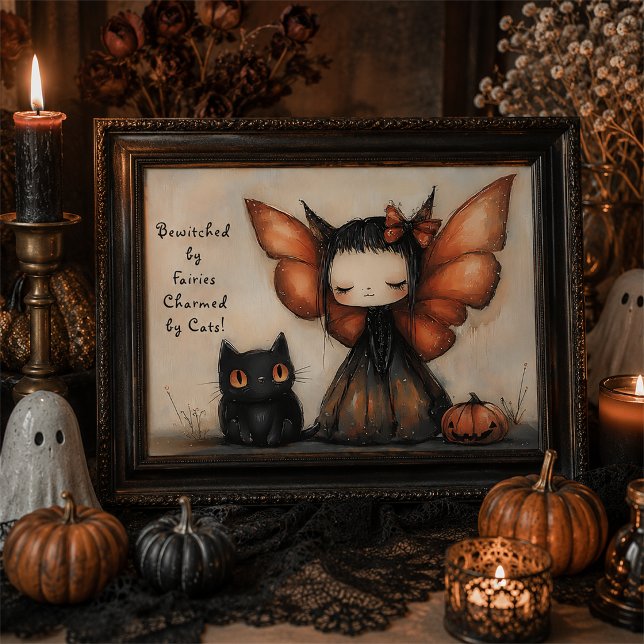 Söt Halloween-fe-kat - Whimsical väggkonst (Skapare uppladdad)