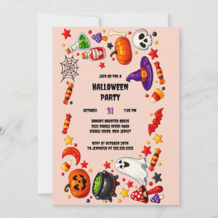 Söt Halloween-festinvitation för roliga kostymer f Inbjudningar