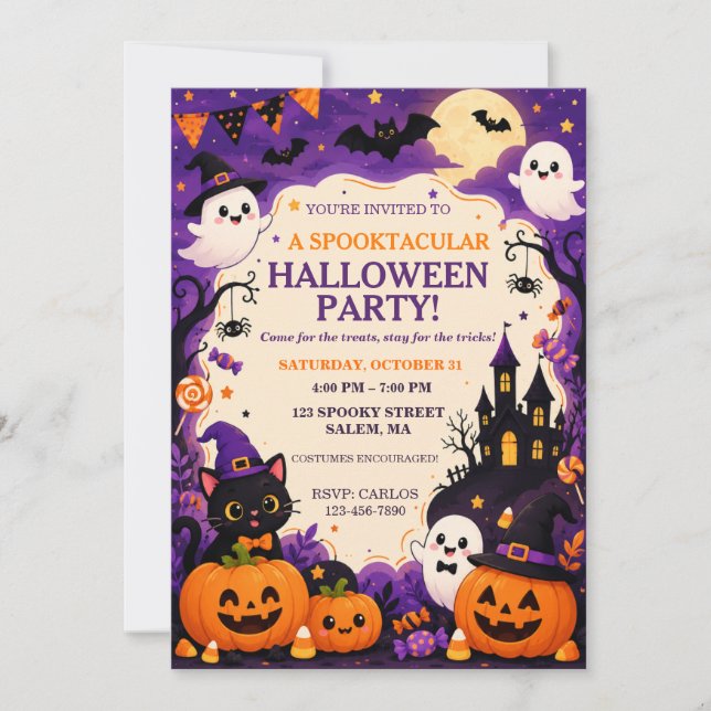 Söt Halloween-festinvitation Inbjudningar (Framsida)