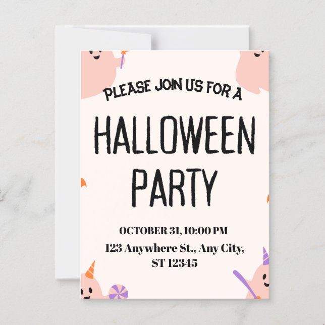 Söt Halloween-festinvitation Magnetisk Inbjudningskort (Framsida)