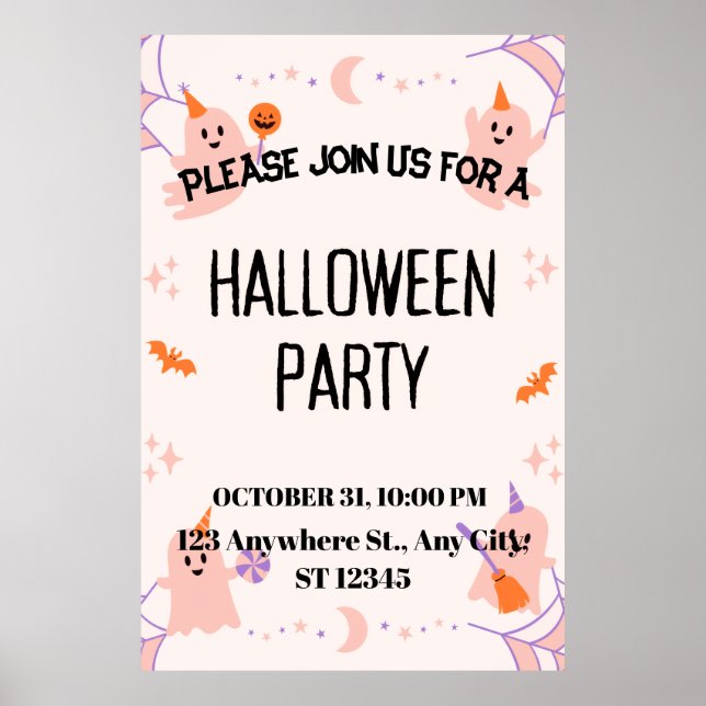 Söt Halloween-festinvitation Poster (Framsidan)