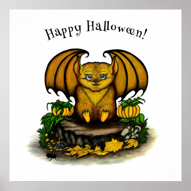 Söt Halloween-fladdermus Poster (Framsidan)