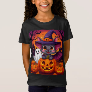 Söt Halloween-fladdermus spökpumpa solnedgång  🎃 T Shirt