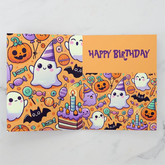 Söt Halloween födelsedagsgratulationskort Kort (Inuti)
