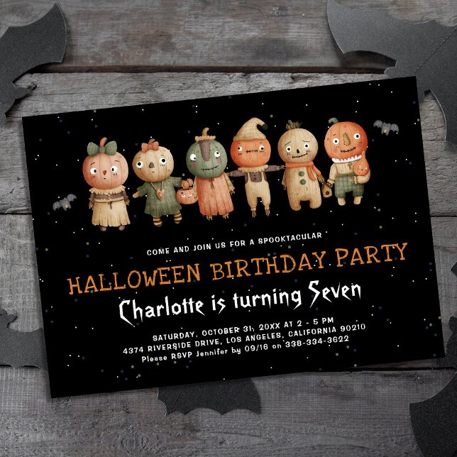 Söt Halloween-födelsedagsinbjudan till barn Inbjudningar (Skapare uppladdad)