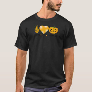 Söt Halloween Fred kärlek och Gnom Höst Flickor Ki T Shirt