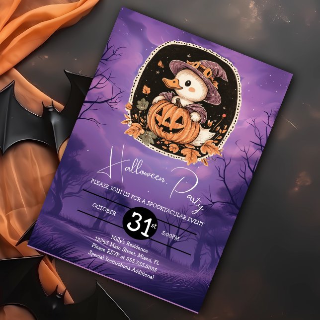 Söt Halloween-Gås Födelsedagsfest  Inbjudningar (Skapare uppladdad)