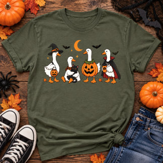 Söt Halloween-gåsgrupp Pumpa Katt T Shirt