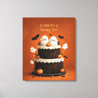 Söt Halloween-ghost En liten Boo Canvastryck
