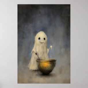 Söt Halloween-ghost Halloween, Antik Olja Poster