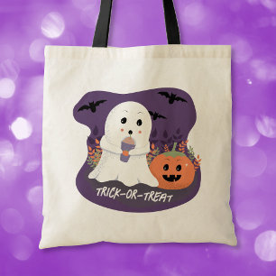 Söt halloween-ghost Halloweenträningstaska Tygkasse