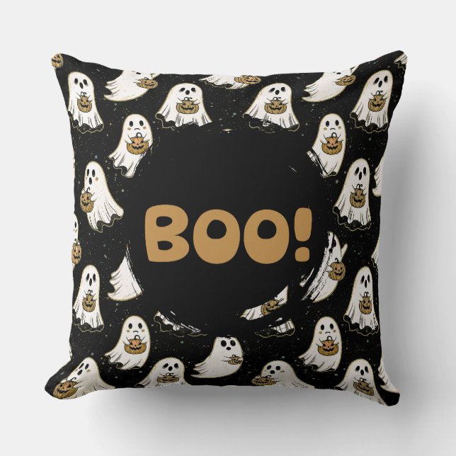 Söt Halloween-ghost Kudde (Framsida)