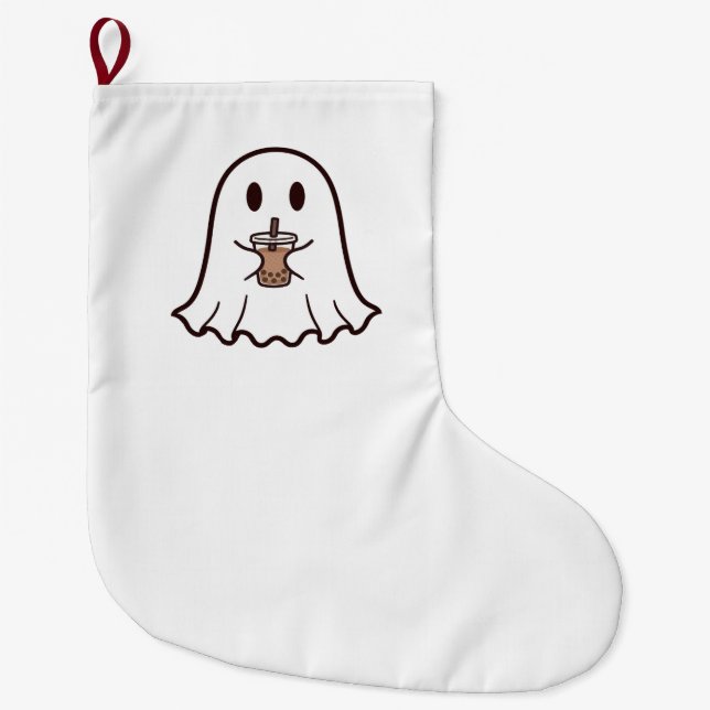 Söt Halloween-ghost med Boba Stor Julstrumpa (Framsidan)