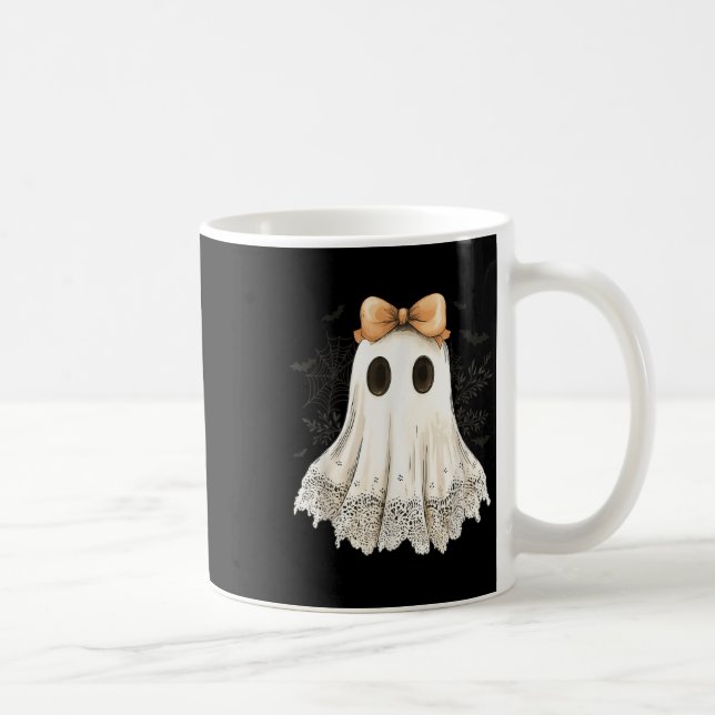 Söt Halloween-ghost med rosett spetstyg spöklik st Kaffemugg (Höger)