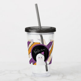 Söt Halloween-ghost röd-violett mönster Take Away Mugg
