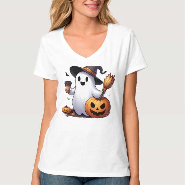 Söt Halloween-ghost  T Shirt (Framsida)