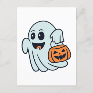 Söt Halloween-ghost Vykort