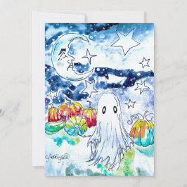 Söt halloween-ghostkort julkort