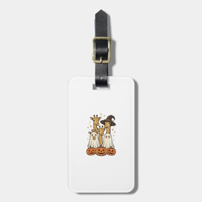 Söt Halloween-giraff spökpumpa skjortdesign_ Bagagebricka (Vertikal Framsida)