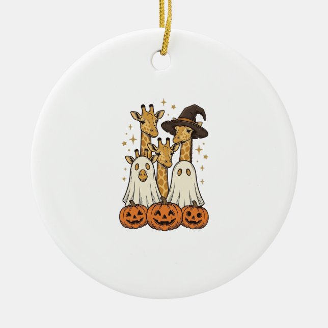 Söt Halloween-giraff spökpumpa skjortdesign_ Julgransprydnad Keramik (Framsidan)
