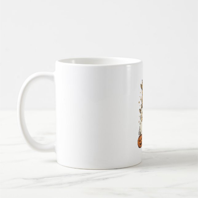 Söt Halloween-giraff spökpumpa skjortdesign_ Kaffemugg (Vänster)