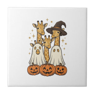 Söt Halloween-giraff spökpumpa skjortdesign_ Kakelplatta