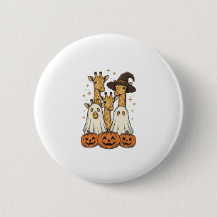 Söt Halloween-giraff spökpumpa skjortdesign_ Knapp