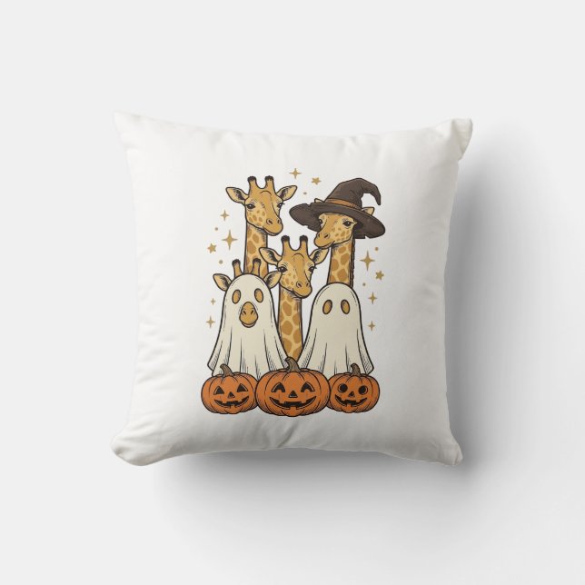 Söt Halloween-giraff spökpumpa skjortdesign_ Kudde (Framsida)