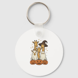Söt Halloween-giraff spökpumpa skjortdesign_ Nyckelring