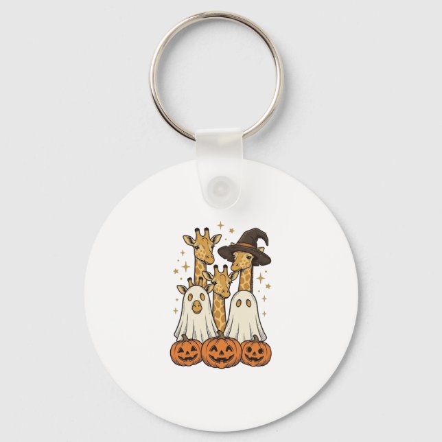Söt Halloween-giraff spökpumpa skjortdesign_ Nyckelring (Framsida)