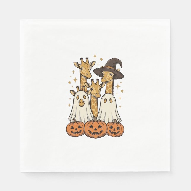 Söt Halloween-giraff spökpumpa skjortdesign_ Pappersservett (Framsidan)
