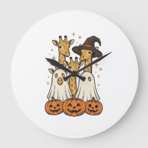 Söt Halloween-giraff spökpumpa skjortdesign_ Stor Klocka