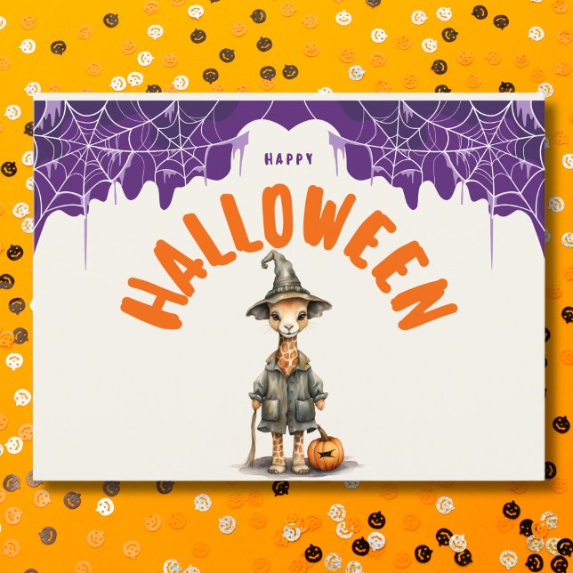 Söt Halloween-Giraffhäxa Gott Halloween Helg Vykort (Skapare uppladdad)