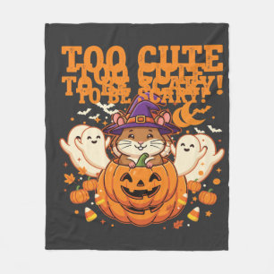 Söt Halloween-hamster-pumpa-spökdesign_1 Fleecefilt