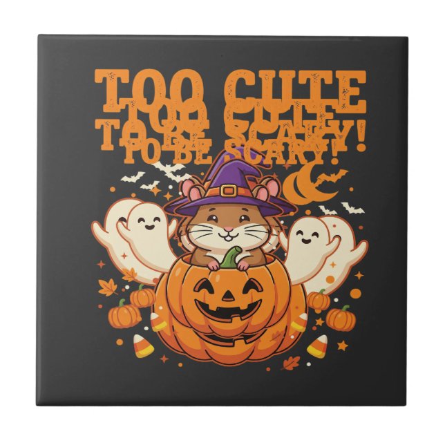 Söt Halloween Hamster Pumpa Spökdesign_1 Kakelplatta (Framsidan)