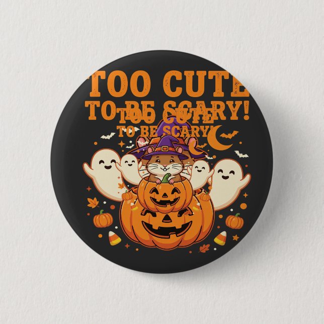 Söt Halloween Hamster Pumpa Spökdesign_1 Knapp (Framsida)