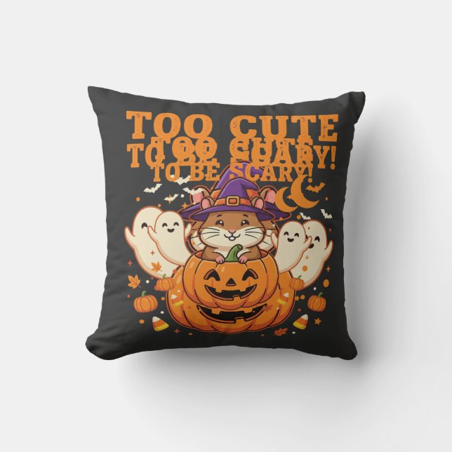 Söt Halloween-hamster-pumpa-spökdesign_1 Kudde (Framsida)