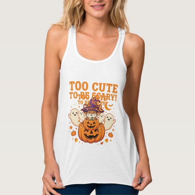 Söt Halloween-hamster-pumpa-spökdesign_1 Linne Med Racerback (Framsida)