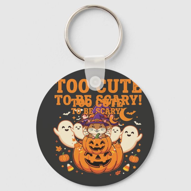Söt Halloween Hamster Pumpa Spökdesign_1 Nyckelring (Framsida)