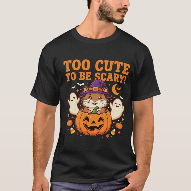 Söt Halloween-hamster-pumpa-spökdesign_1 T Shirt (Framsida)