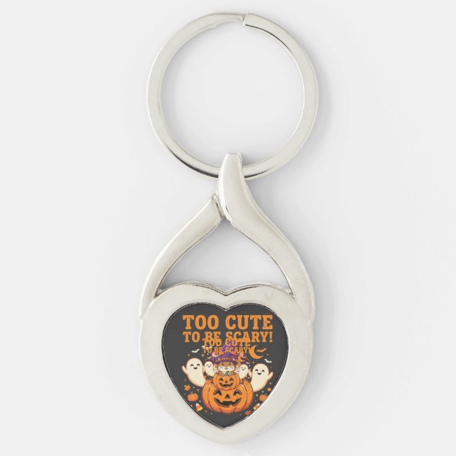 Söt Halloween Hamster Pumpa Spökdesign_1 Twisted Heart Silverfärgad Nyckelring (Framsidan)