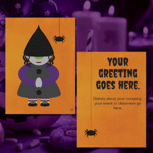 Söt Halloween-häx-kort eller inbjudan