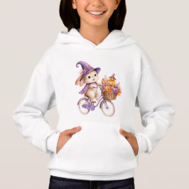 Söt Halloween-häxa Kanin cyklar på pumpa T Shirt