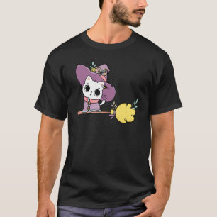 Söt Halloween-häxa Katt Flygande Kattungar Dräkt T Shirt